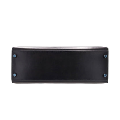 Kelly 32 box calf black ruthenium hardware □J engraved