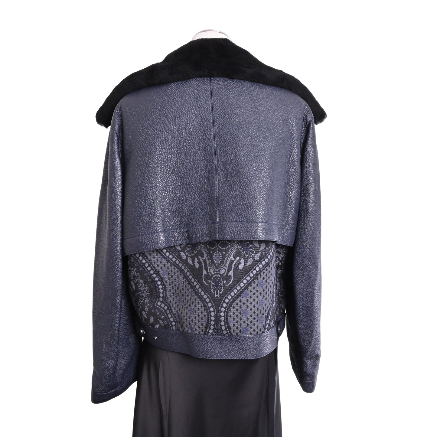 ブルゾン　レザージャケット&ジップベスト　レザー　ディア　ウール　ネイビー　36