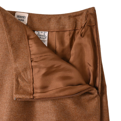 フレアスカート　ウール混　ブラウン　38