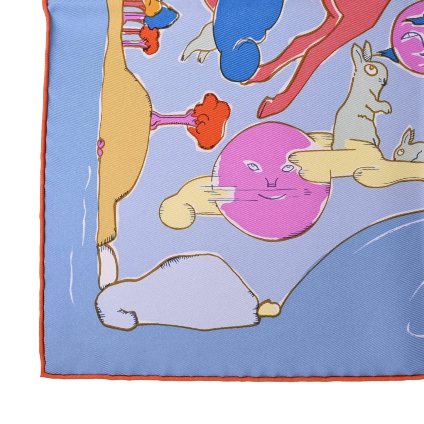 Carre 90 Thousand and One Rabbit Silk Blue