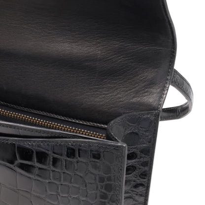 Vintage Shoulder Bag Alligator Black GP 〇RStamp