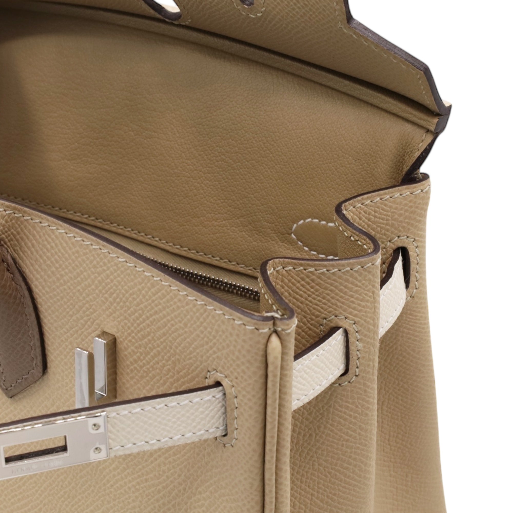 HERMES Birkin 25 TricolorVeauEpsomTrenchCraie EtoupeSS KStamp – LALÙE