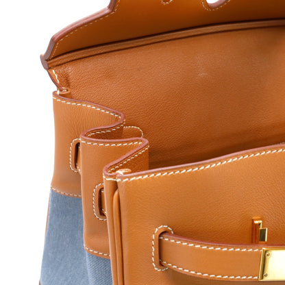 Birkin 35 Gulliver Toile Jean Gold Blue Indigo GP □BStamp