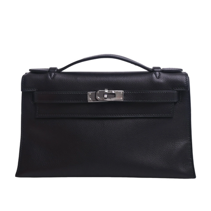 Pochette Kelly Evergrain Black SS □I engraved