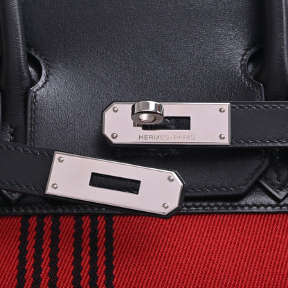 Birkin 30 Box Calf Toile Potamos Black Red SS □J Engraved