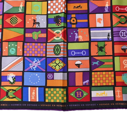 カレ90　HERMES EN VOYAGE　シルク　国旗柄　マルチカラー