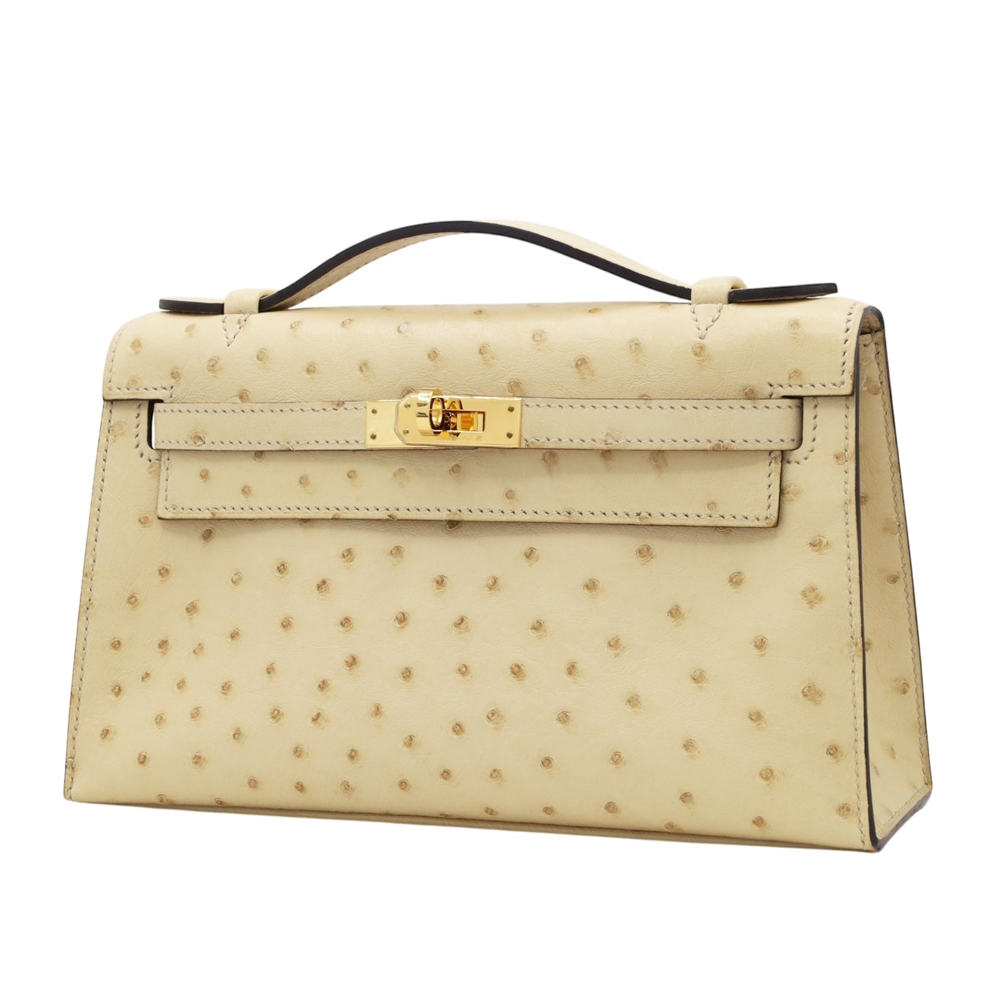 ポシェットケリー　オーストリッチ　ヴァニラ　GP　X刻印