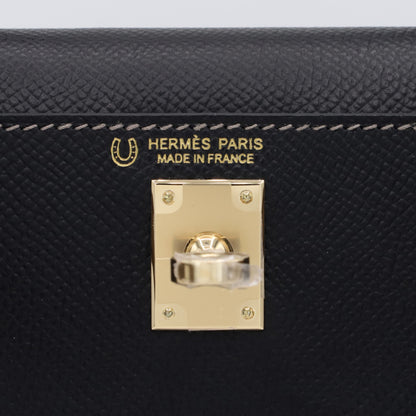 迷你凯莉包 2 个人订单 Vaux Epson 黑色 Griasphalt 香槟金色五金件 W 雕刻