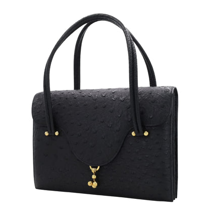 ヴィンテージハンドバッグ　オーストリッチ　ブラック　GP　〇G刻印