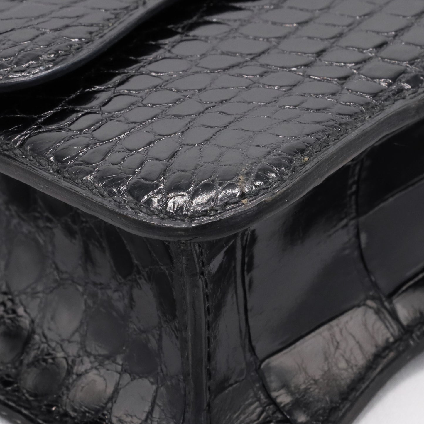 Vintage Shoulder Bag Alligator Black GP 〇RStamp