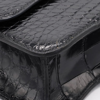 Vintage Shoulder Bag Alligator Black GP 〇RStamp