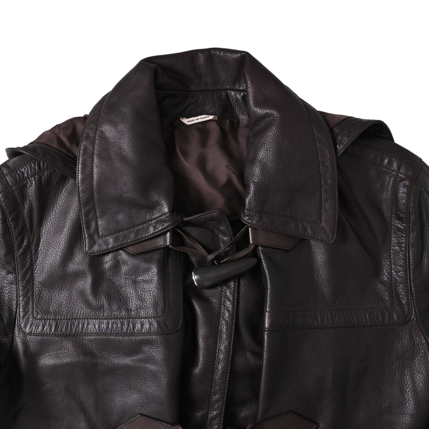 ダッフルコート　レザー　ブラウン　46