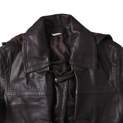 ダッフルコート　レザー　ブラウン　46