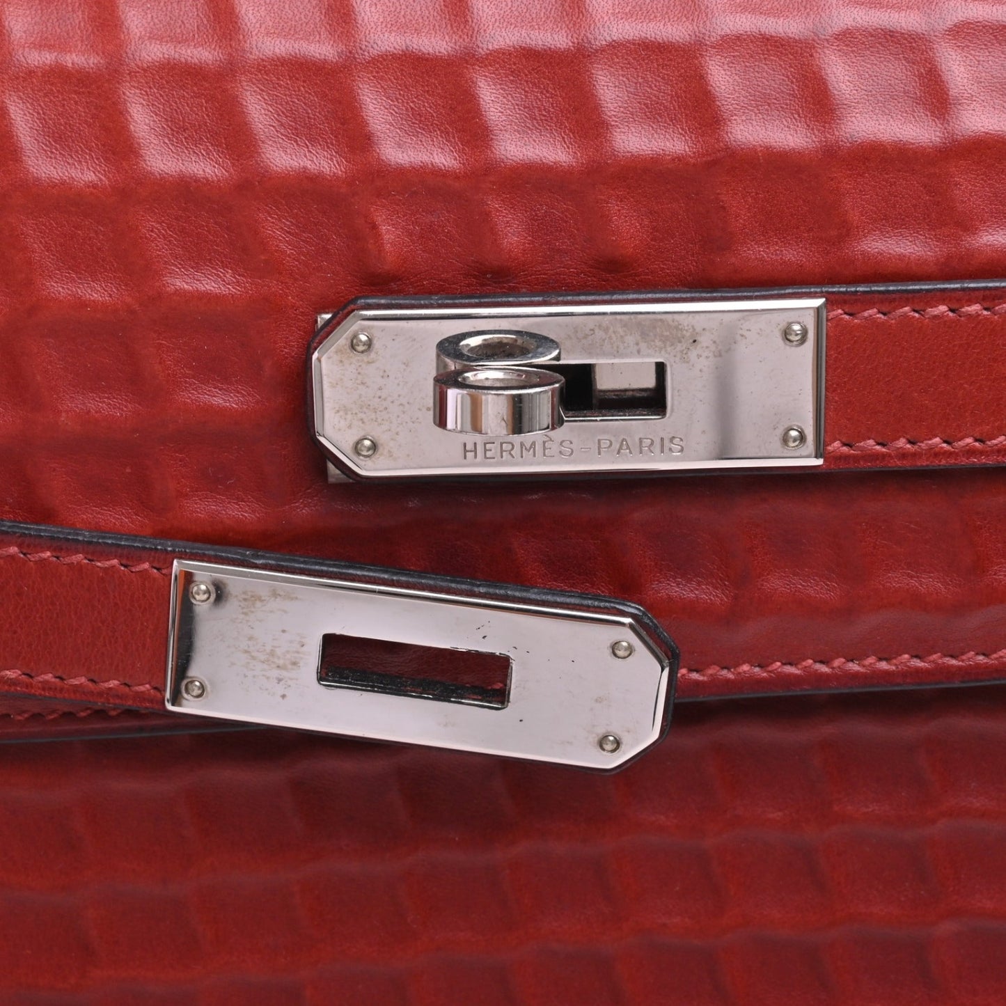 Kelly 32 Dewitch Waffle Box Calf Rouge Ash SS □G engraved