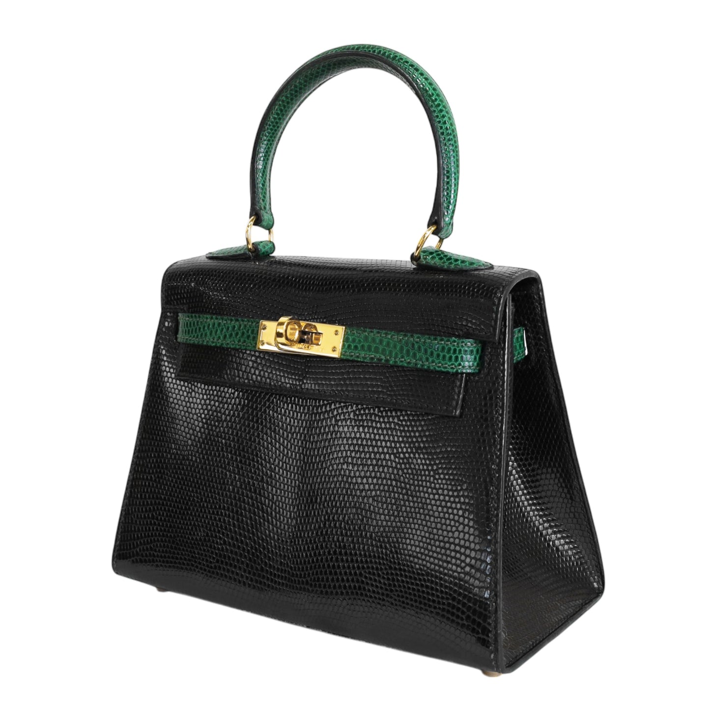 Mini Kelly Bicolor Lizard Black Green GP XX engraved