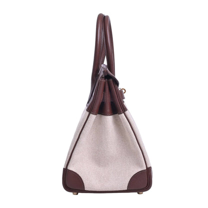 Birkin 30 Kushbell Toile Ash Brown GP □H engraved