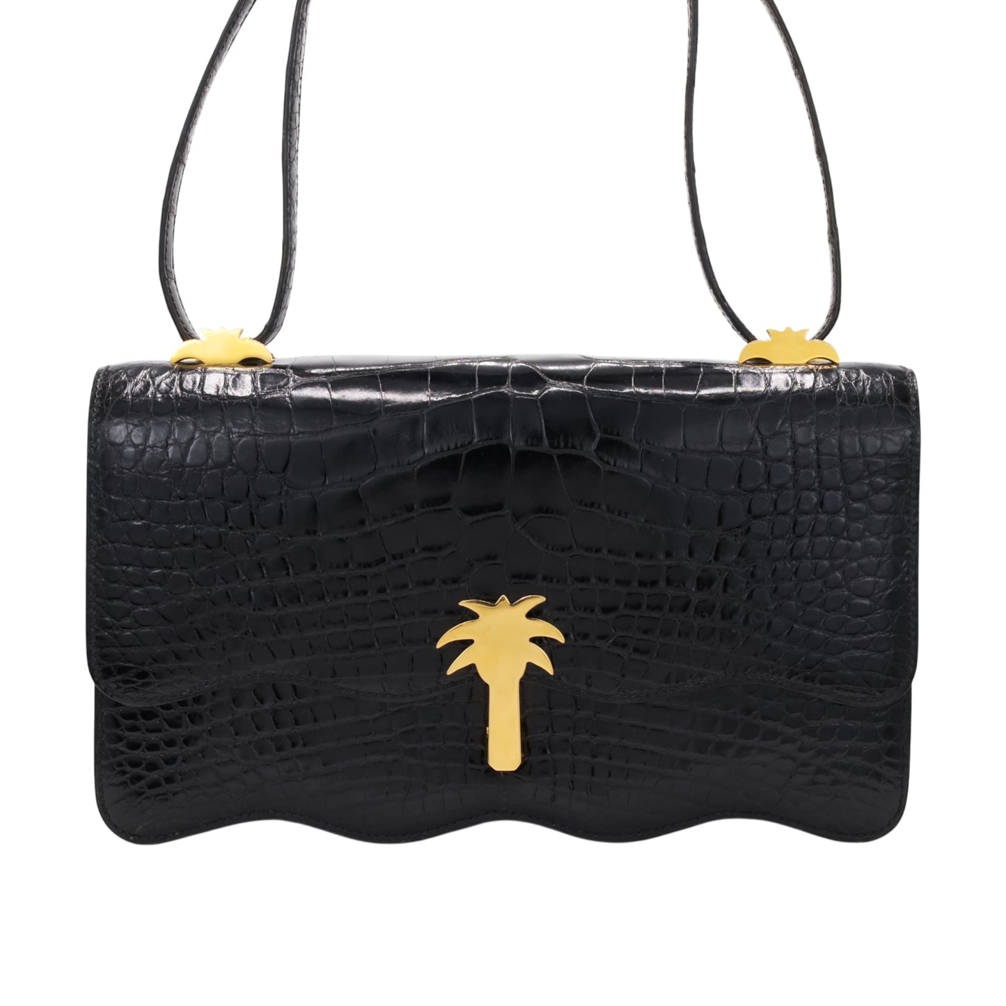 Vintage Shoulder Bag Alligator Black GP 〇RStamp