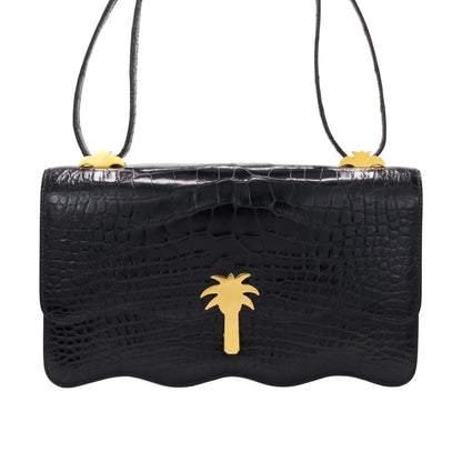 Vintage Shoulder Bag Alligator Black GP 〇RStamp