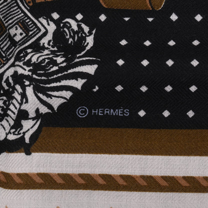 HERMES カレジェアン　宮廷の馬具　カシミヤ　ネイビー