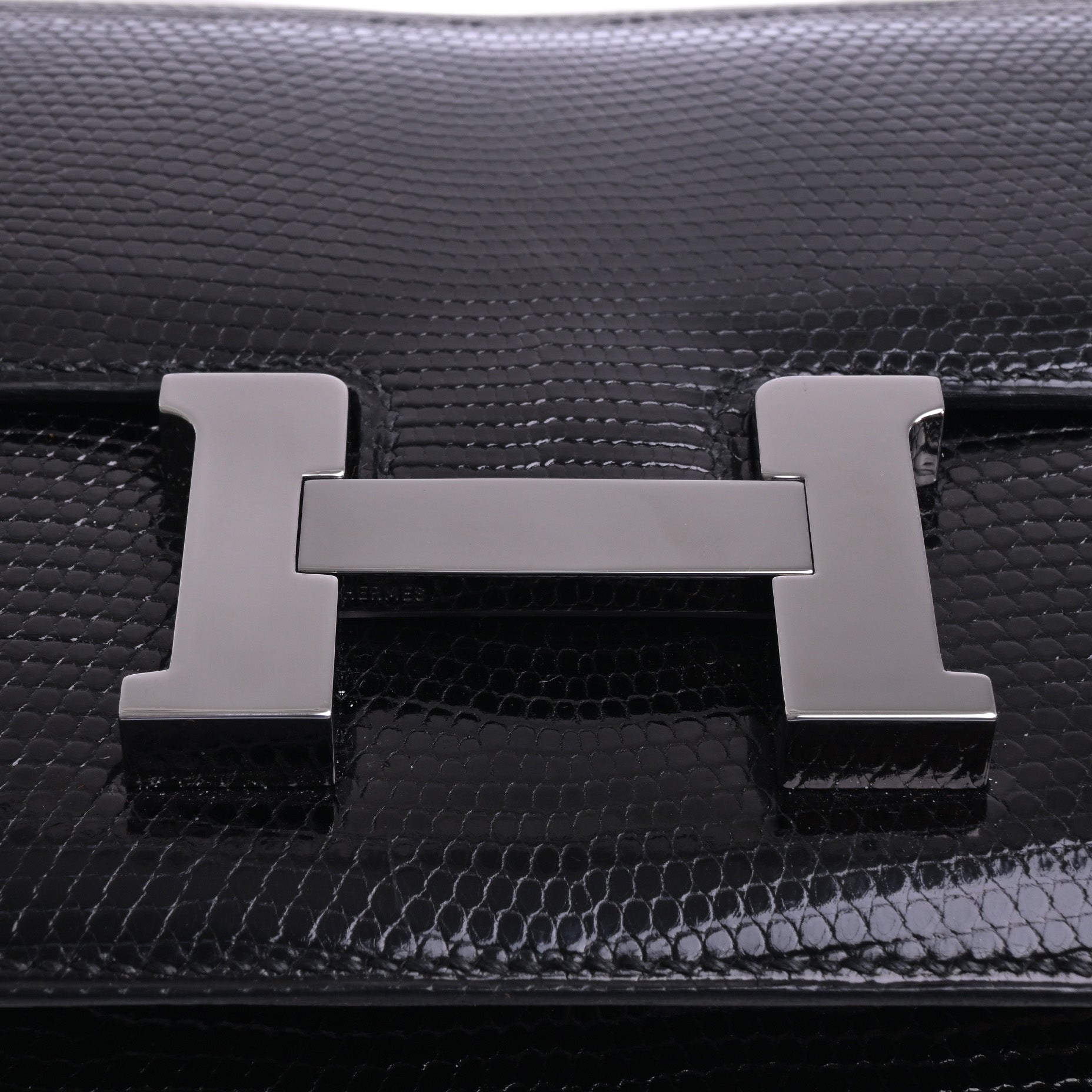 HERMES コンスタンスミニ　リザード　黒　ルテニウム金具　□I刻印