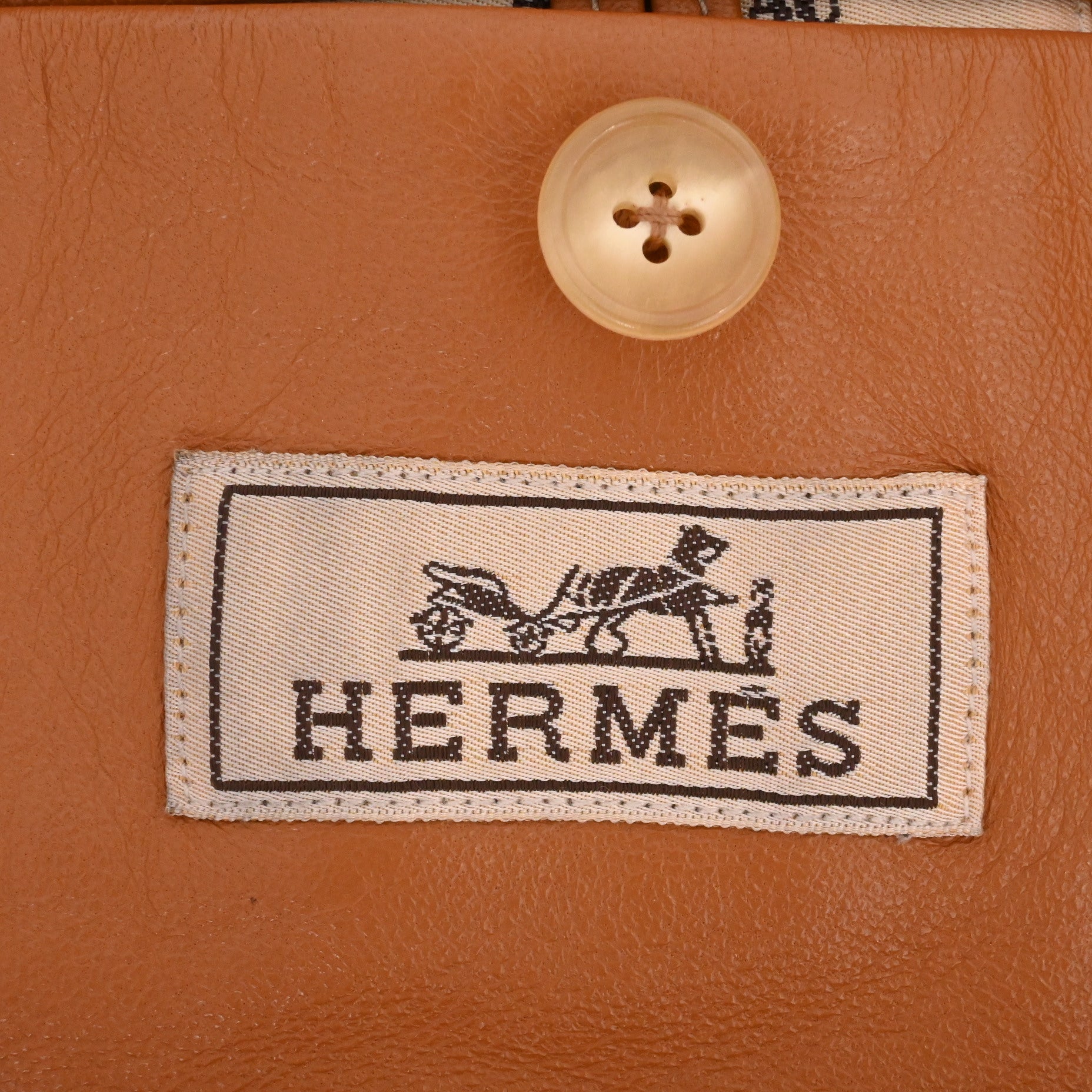 HERMES ブルゾン　ラム　黒　ブラウン　52