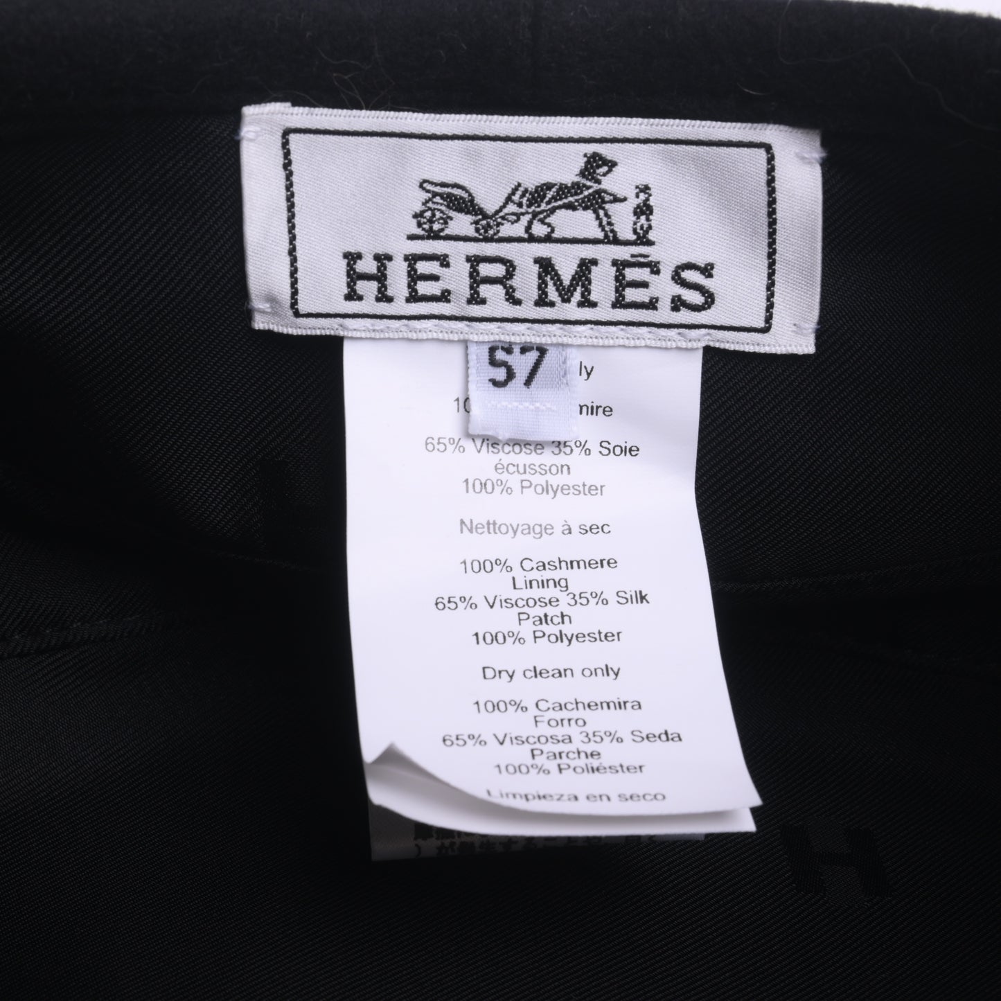 HERMES サントノーレベレー帽　カシミヤ　黒　57