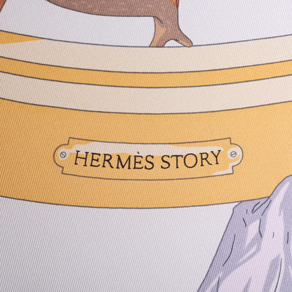 HERMES カレ90　エルメス・ストーリー　シルク　白