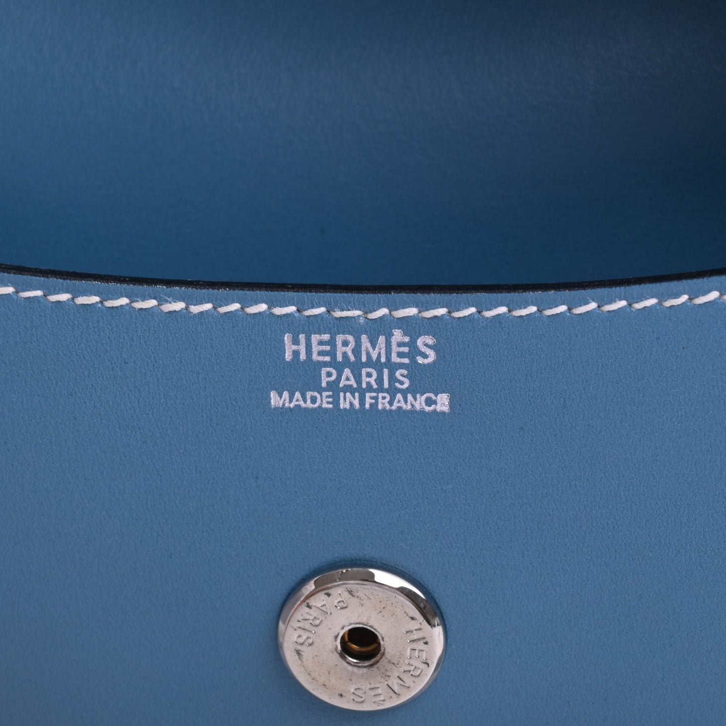 HERMES ポシェットリオ　ボックスカーフ　ブルージーン　SS　□B刻印