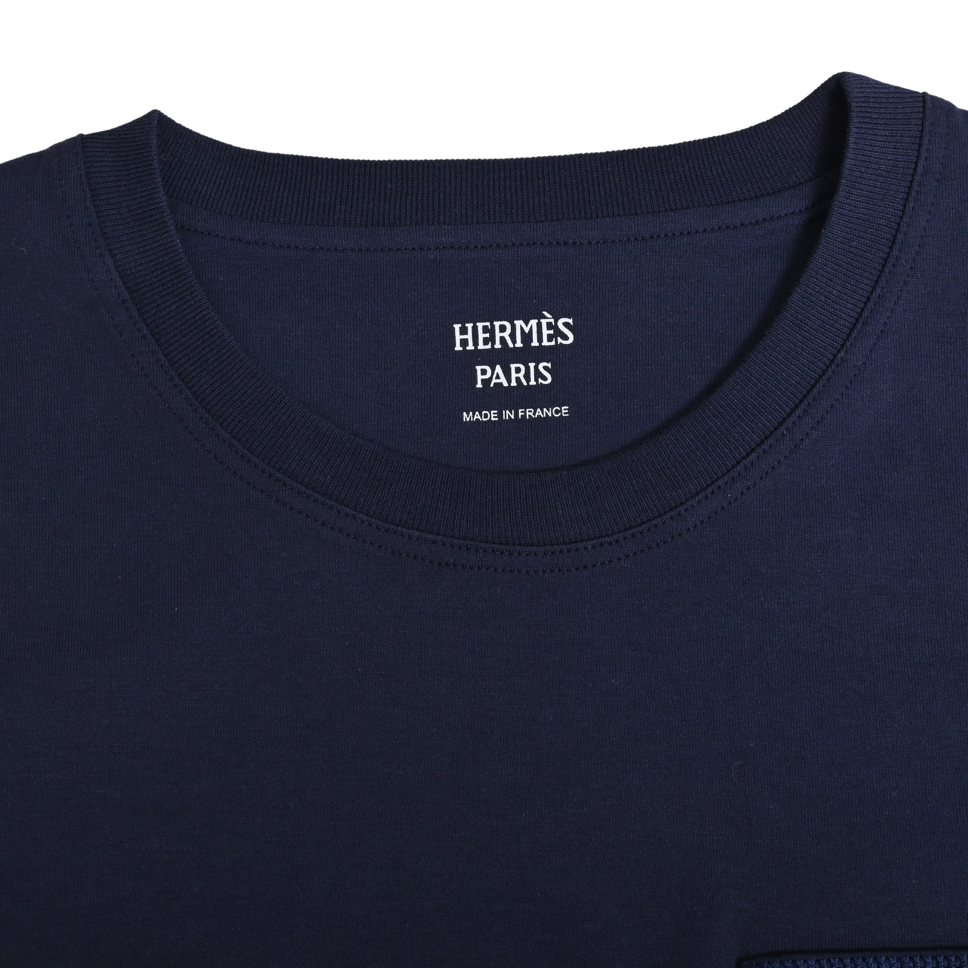 HERMES Tシャツ　H刺繍　コットン　ネイビー　36