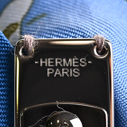 HERMES グルネル・エクスリブリス　バレッタ　シルク　ブルー