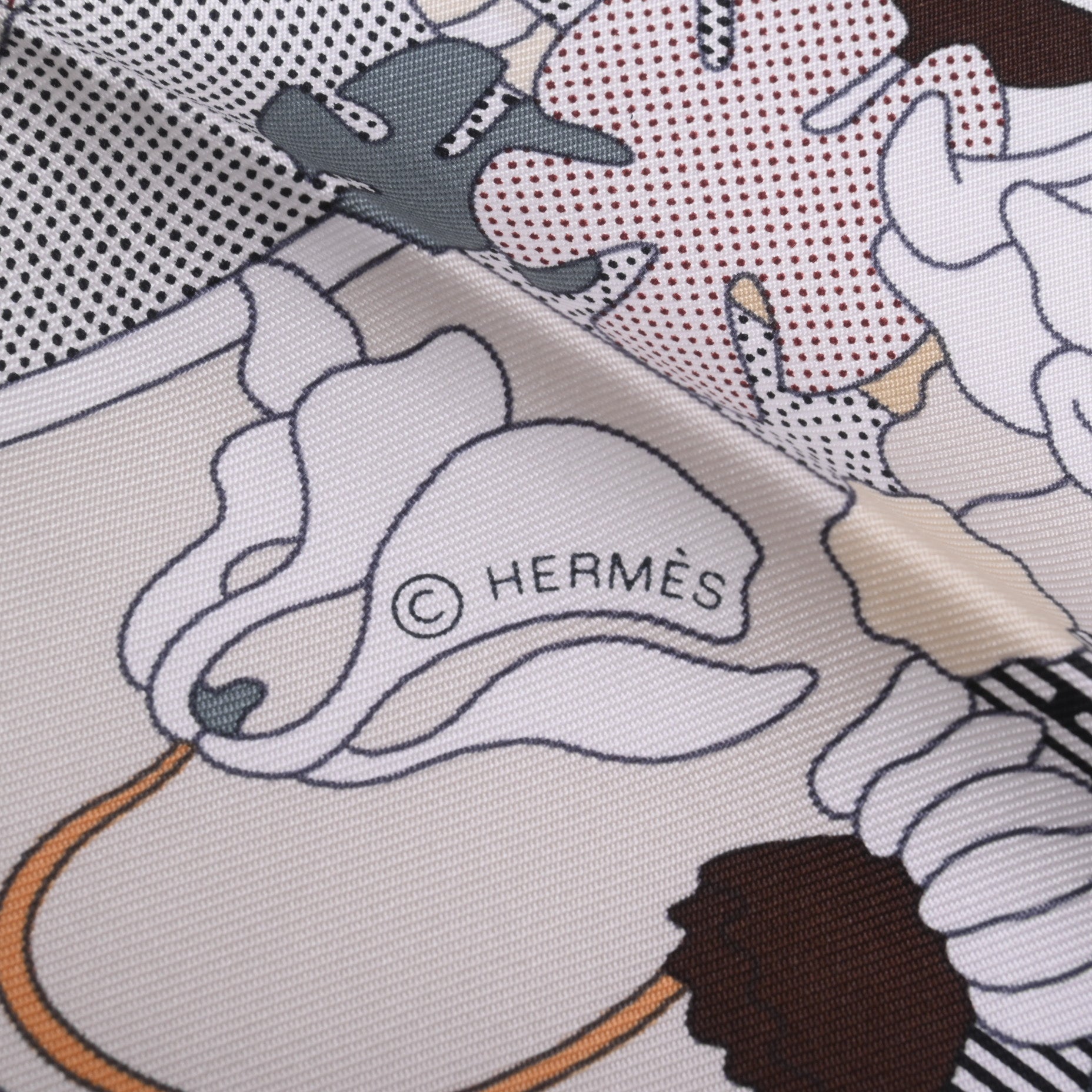 HERMES カレ90　サ・デコワフ　シルク　オレンジ