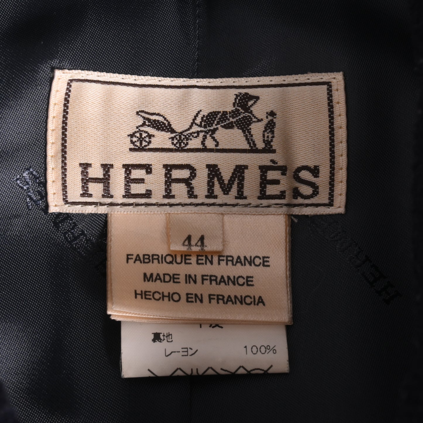 HERMES ダッフルコート　ウール　ネイビー　44