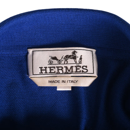 HERMES ポロシャツ　Hロゴ　コットン　ブルー　黒　XXL