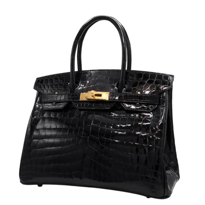 Birkin 30 Niloticus Shine Black GP U stamp