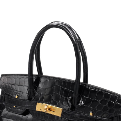 Birkin 30 Niloticus Shine Black GP U stamp