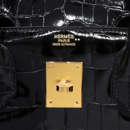 Birkin 30 Niloticus Shine Black GP U stamp