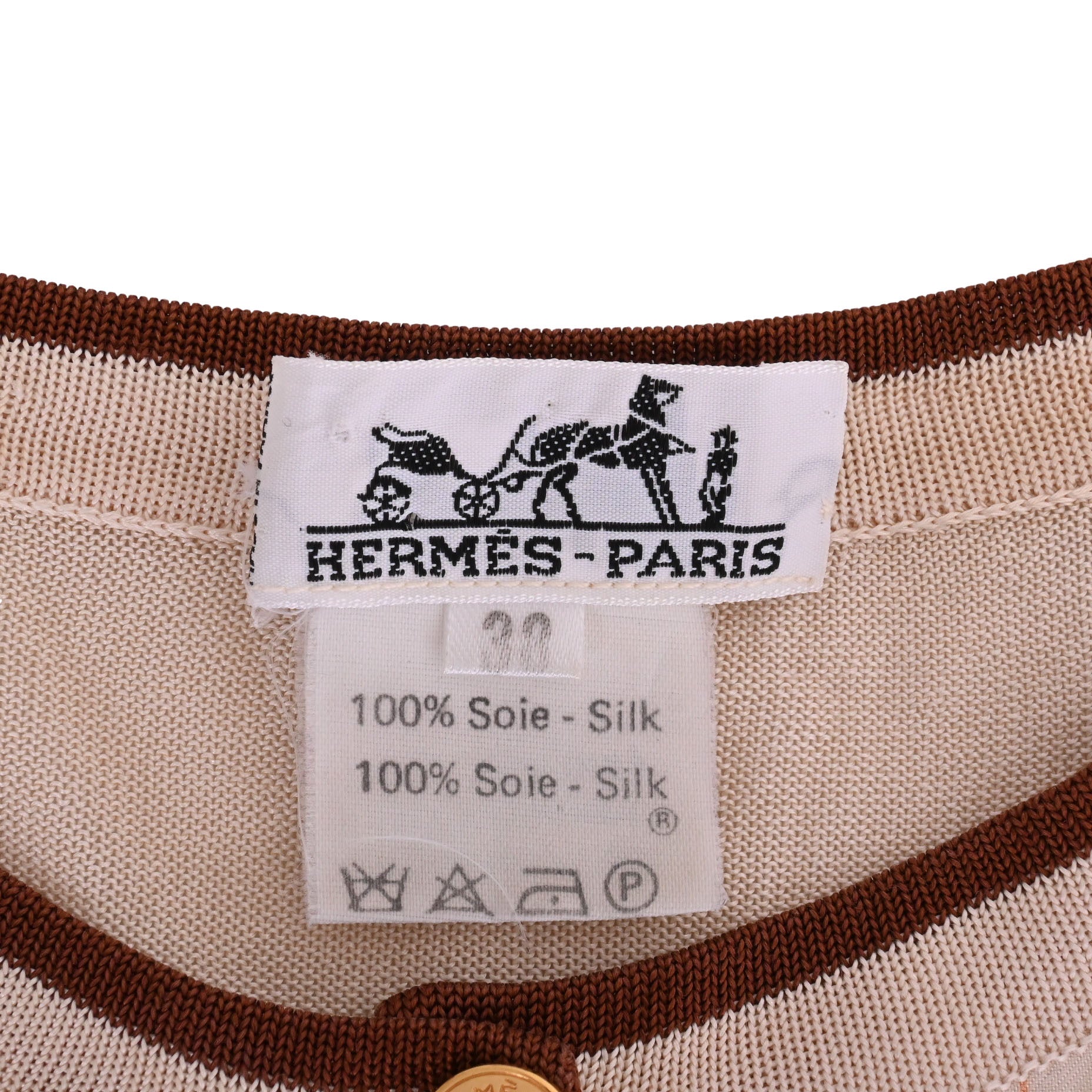 HERMES カーディガン　球体が奏でる音楽　シルク　ベージュ　38