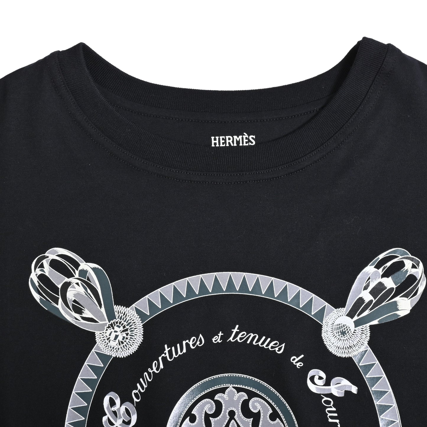 HERMES Tシャツ　ロゴプリント　コットン　黒　36