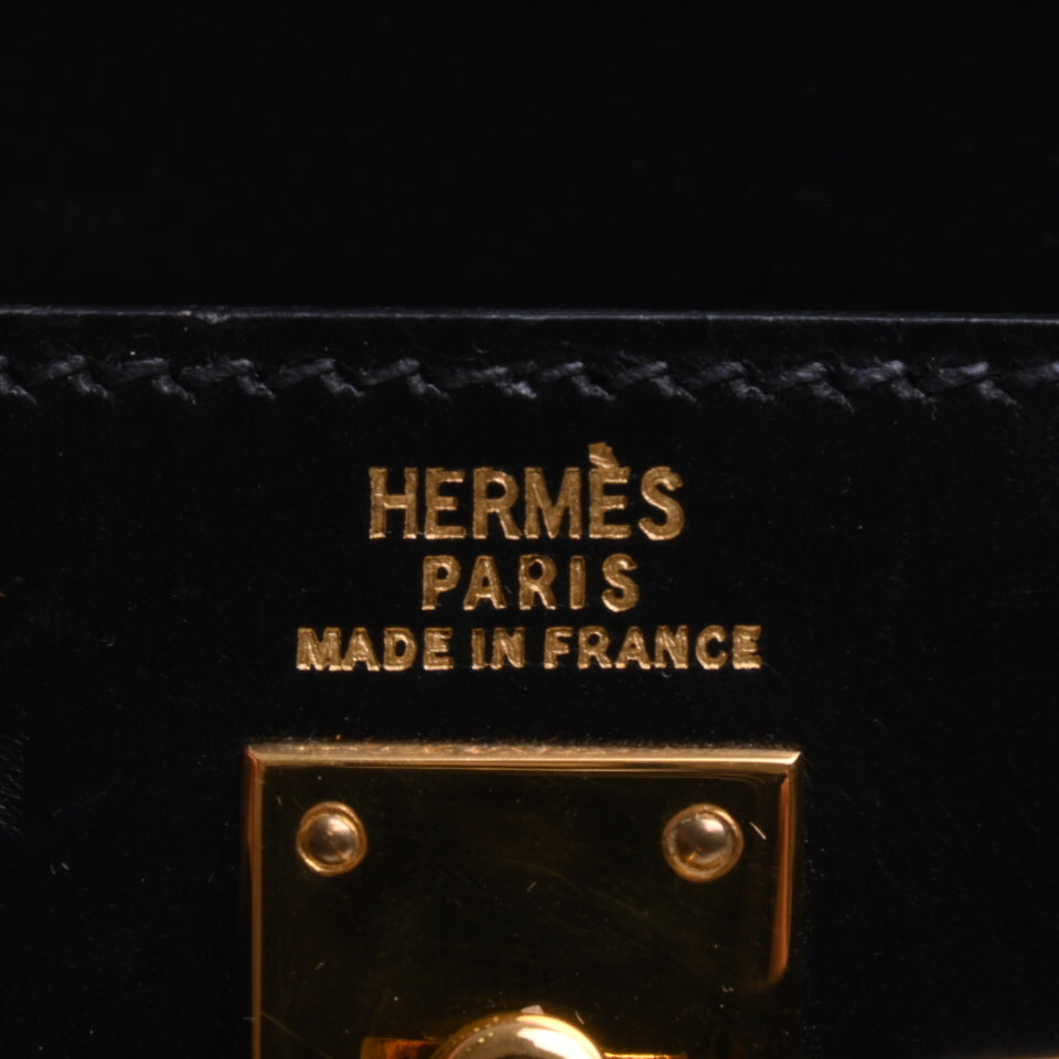 HERMES ミニケリー　スタッズ　ボックスカーフ　黒　GP　〇X刻印