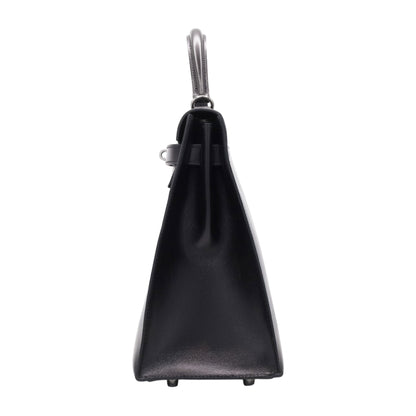 Kelly 32 box calf black ruthenium hardware □J engraved