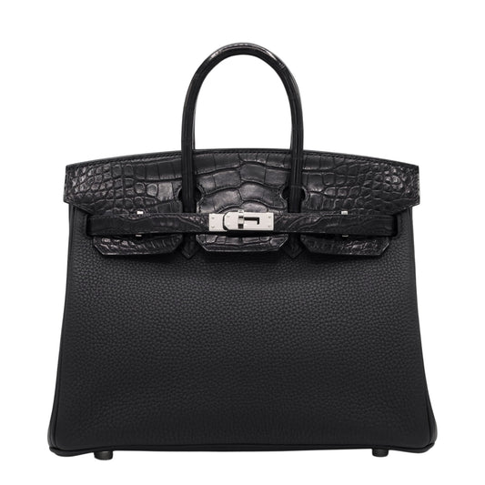 バーキン25　タッチ　アリゲーター　トゴ　ブラック　SS　U刻印