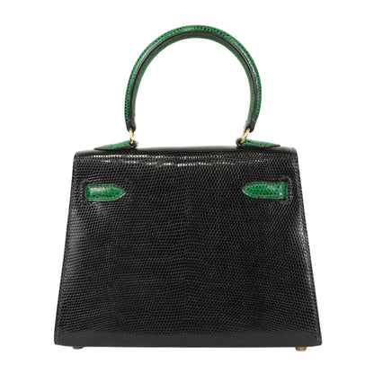 Mini Kelly Bicolor Lizard Black Green GP XX engraved