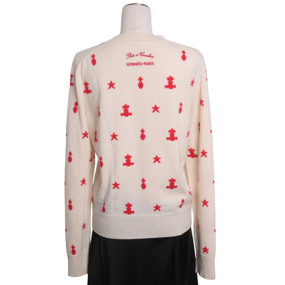 针织剪切和缝制Poste et Cavalerie Cashmere白色红色42