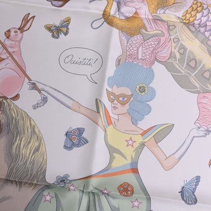 Carre 90 Hermes Story Silk White