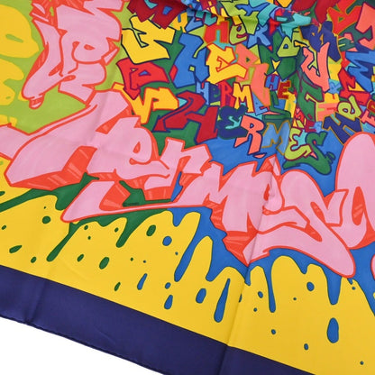 Carre 90 KONGO Graffiti Silk Navy Yellow