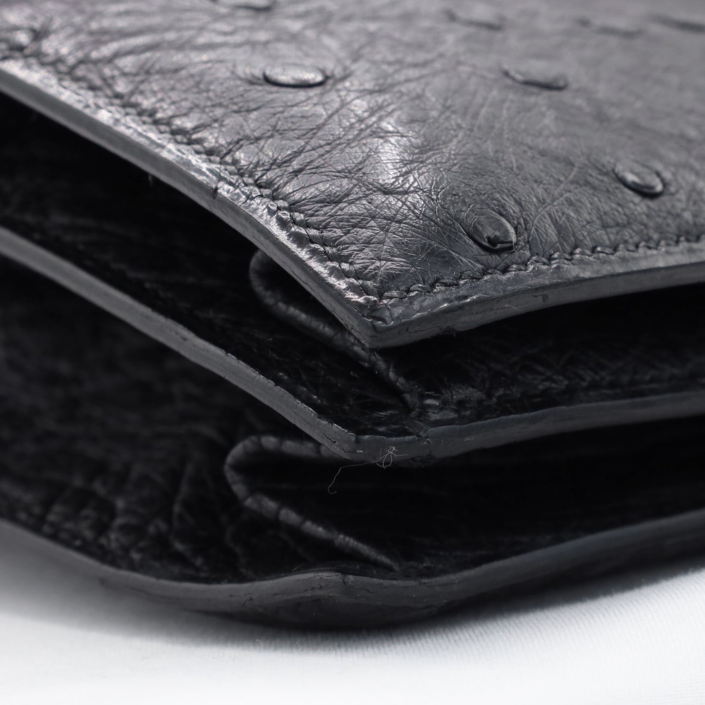 ヴィンテージハンドバッグ　オーストリッチ　ブラック　GP　〇G刻印