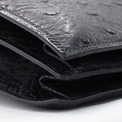 ヴィンテージハンドバッグ　オーストリッチ　ブラック　GP　〇G刻印