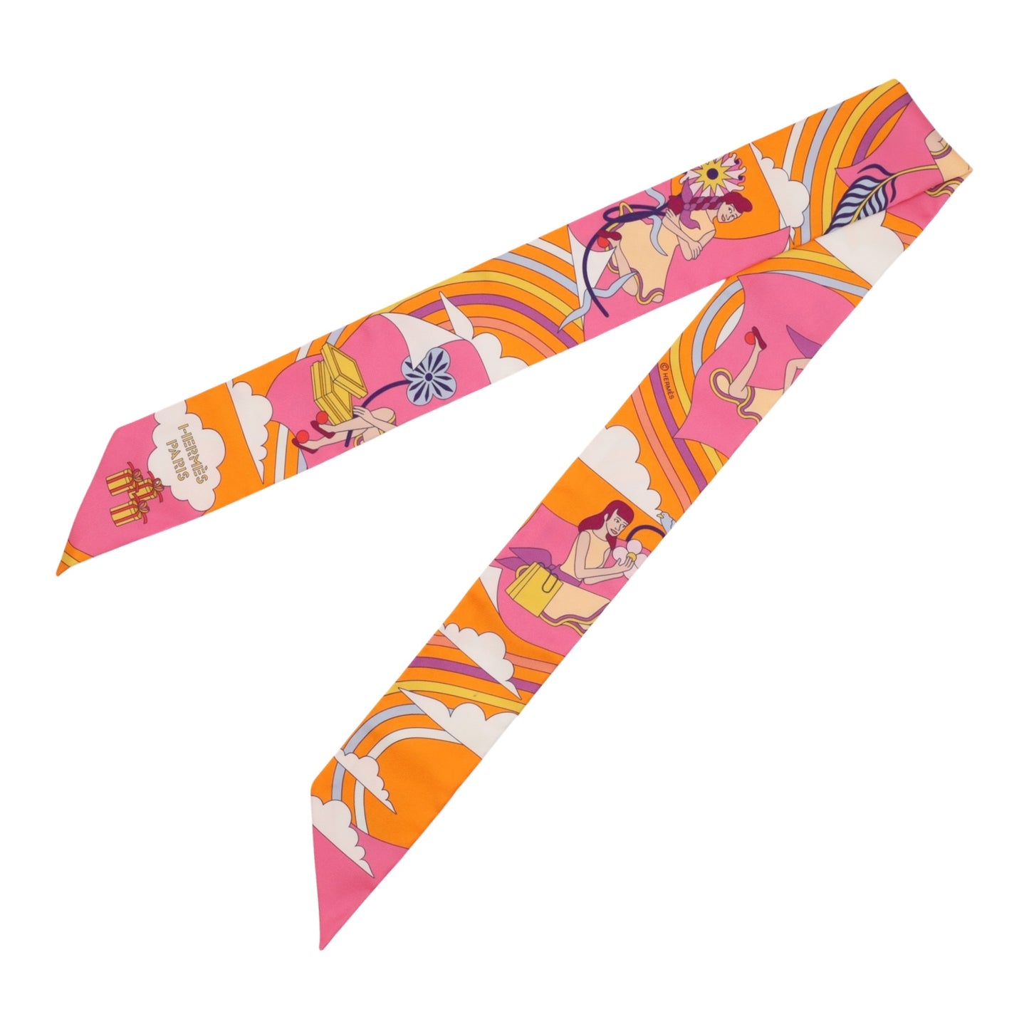 ツイリー　空飛ぶカレ　シルク　ピンク　オレンジ