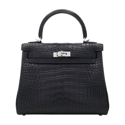 ケリー25　アリゲーターマット　ブラック　SS　K刻印