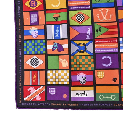 カレ90　HERMES EN VOYAGE　シルク　国旗柄　マルチカラー